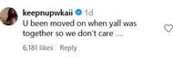 Another user claims Tracy moved on while they were still dating (image via @keepnupwkaii on Instagram)